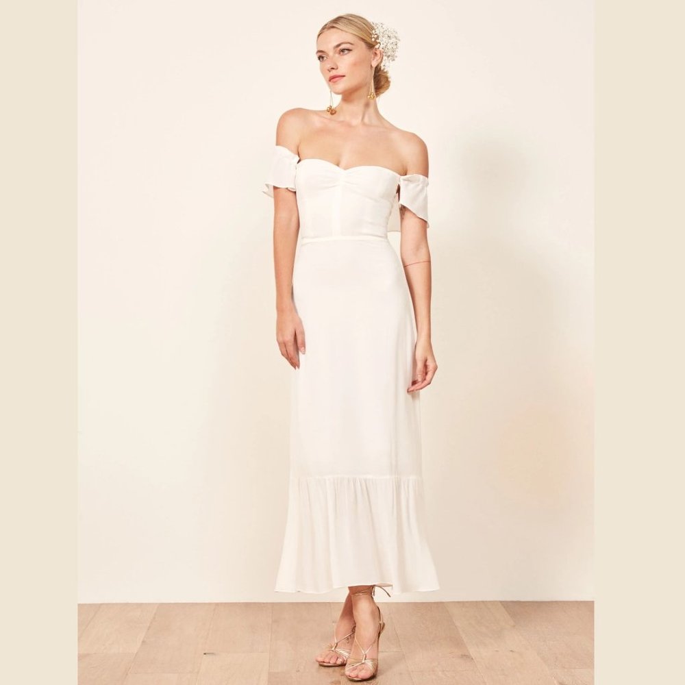 Reformation Butterfly Dress in Ivory - Picture 8 of 15